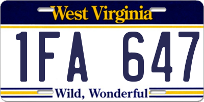 WV license plate 1FA647