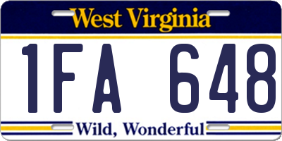 WV license plate 1FA648