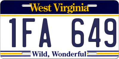 WV license plate 1FA649