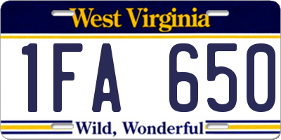 WV license plate 1FA650
