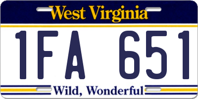 WV license plate 1FA651