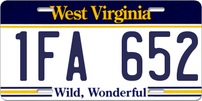 WV license plate 1FA652