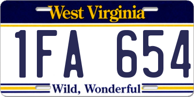 WV license plate 1FA654