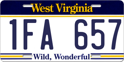 WV license plate 1FA657
