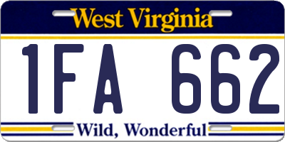 WV license plate 1FA662