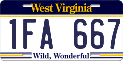 WV license plate 1FA667
