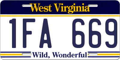 WV license plate 1FA669