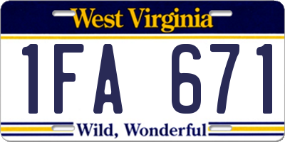 WV license plate 1FA671
