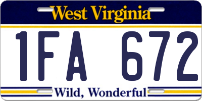 WV license plate 1FA672