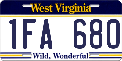WV license plate 1FA680