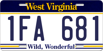 WV license plate 1FA681