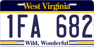 WV license plate 1FA682