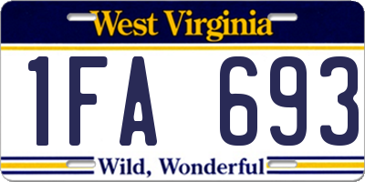 WV license plate 1FA693