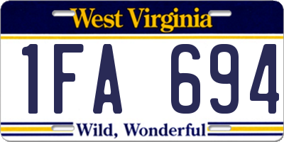 WV license plate 1FA694