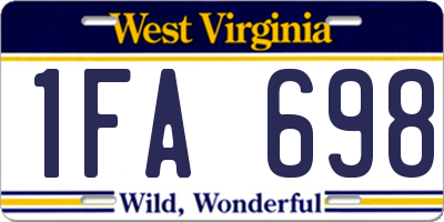 WV license plate 1FA698