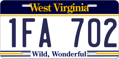 WV license plate 1FA702