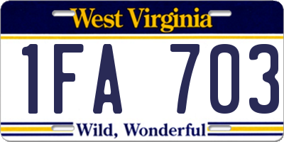 WV license plate 1FA703