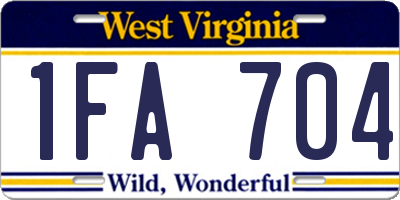 WV license plate 1FA704