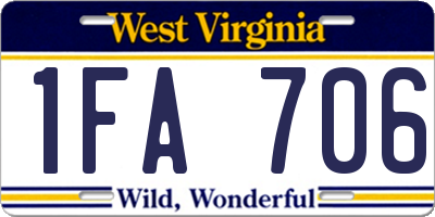 WV license plate 1FA706