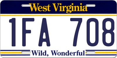 WV license plate 1FA708