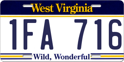 WV license plate 1FA716