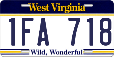 WV license plate 1FA718