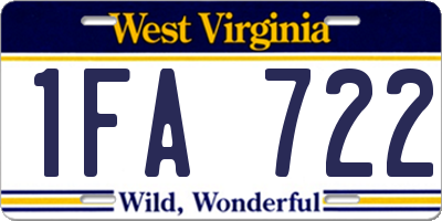 WV license plate 1FA722