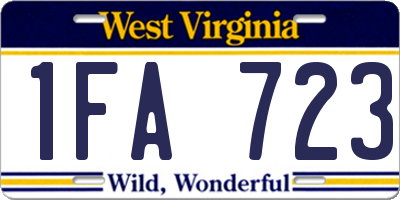 WV license plate 1FA723
