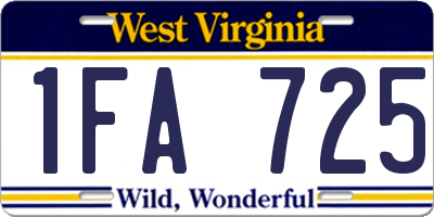WV license plate 1FA725
