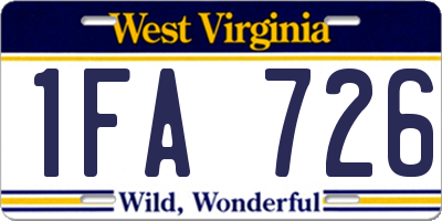 WV license plate 1FA726