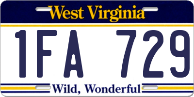 WV license plate 1FA729