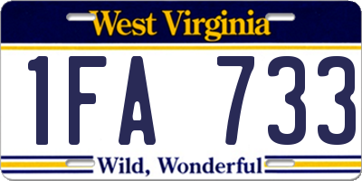 WV license plate 1FA733