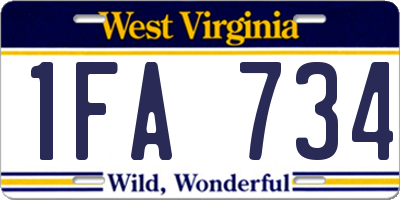 WV license plate 1FA734