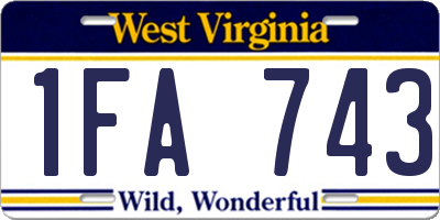 WV license plate 1FA743