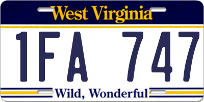 WV license plate 1FA747