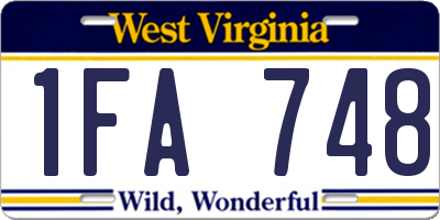 WV license plate 1FA748