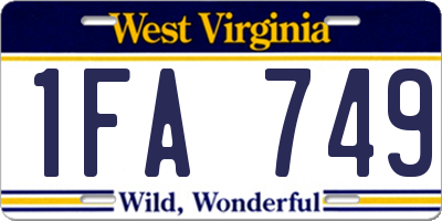 WV license plate 1FA749