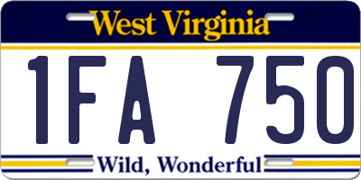 WV license plate 1FA750
