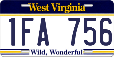 WV license plate 1FA756