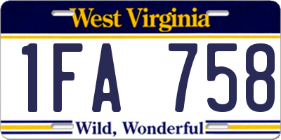 WV license plate 1FA758