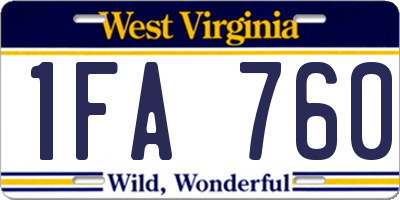 WV license plate 1FA760