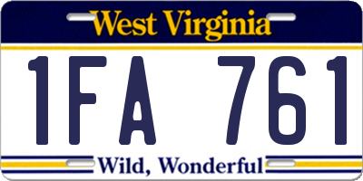 WV license plate 1FA761