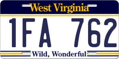 WV license plate 1FA762