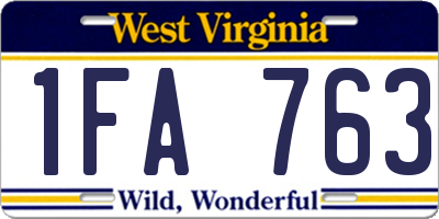 WV license plate 1FA763