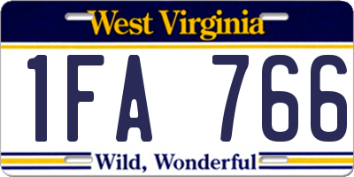 WV license plate 1FA766