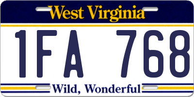 WV license plate 1FA768