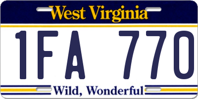 WV license plate 1FA770