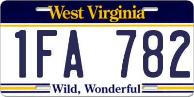 WV license plate 1FA782