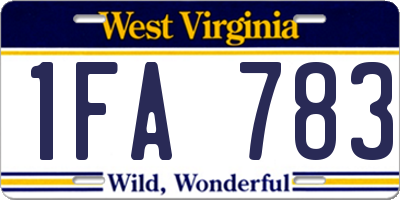 WV license plate 1FA783