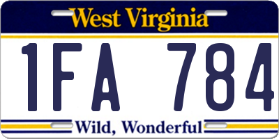 WV license plate 1FA784